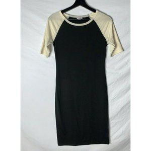 Lularoe Womens Julia Raglan Simply Comfortable Dress Size XXS Black Beige